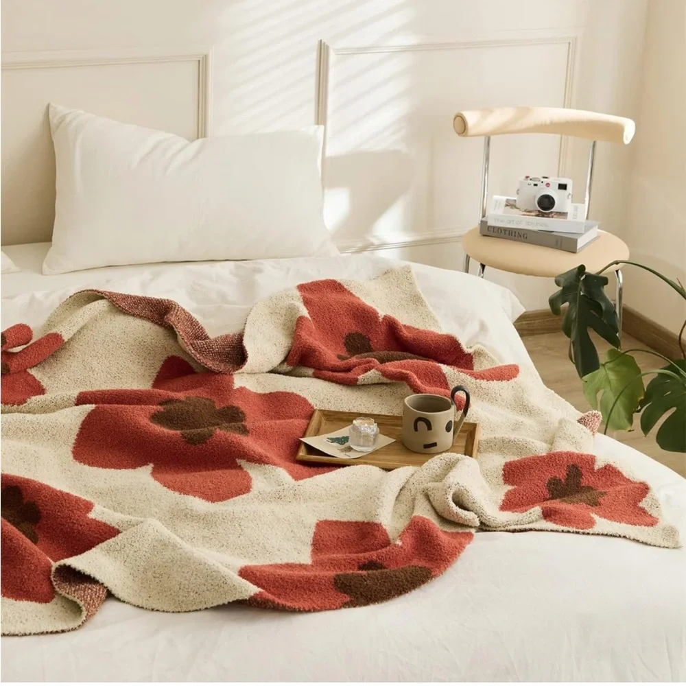New! Flower Throw Blanket Pattern Soft Fuzzy Warm